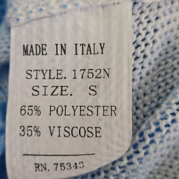 Luisa Ricci Made In Italy Lightweight Blue Floral Short Sleeve Sweater Size S - Picture 4 of 5